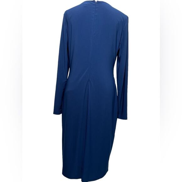 Lauren by Ralph Lauren Women's Blue Ruched Jersey Dress Size 14 - Picture 2 of 10